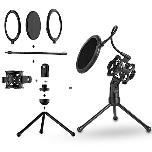 image for ANTOPY Foldable Microphone Tripod Stand Desktop Mic Holder Shock Mount