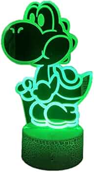 Yoshi 3D Night Light, 16 Colors Christmas Lighting Gift RGB Touch Remote Controller Toys Super Mario Desk lamp for Children's Room Decoration Holiday Gifts (Yoshi)