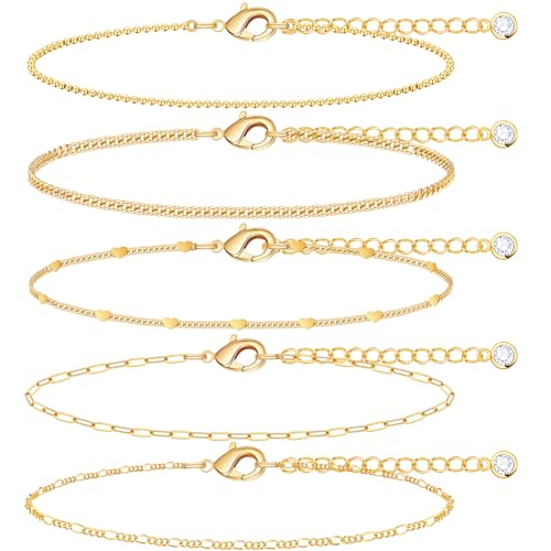 Image of Extra Large Anklets for Women Waterproof, 14K Gold Plated Stack Anklets for Women Plus Size, 10 inch+2 inch Non Tarnish Large Ankle Bracelets for Women, Summer Big Ankles Set, Beach Bikini Vacation Jewelry