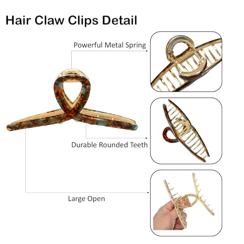 Pack de 2 pinzas grandes de acetato con forma de mariposa para el cabello, 4.5 pulgadas, con superficie de acetato derivado de plantas y marco de aleación miniatura 3
