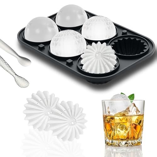 FainFun Moule à glaçons en silicone - Grand moule à glaçons 3D - Avec couvercle - Réutilisable - Facile à démouler - Pour glace, whisky, cocktail, jus (1, gris 6)