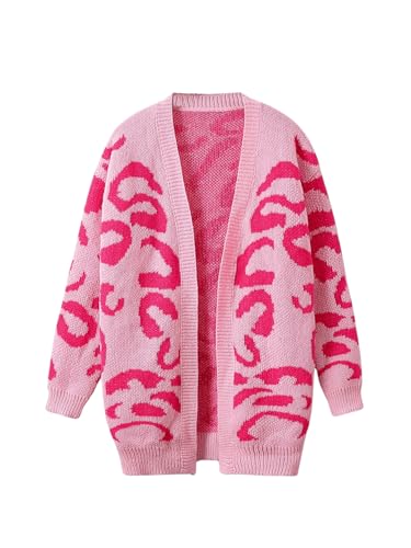 Verdusa Girl's Graphic Print Open Front Cardigan Sweater Y2K Streetwear Knit Outerwear