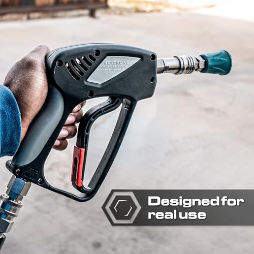 Image of Blackline Snub Nose Pressure Washer Gun - 5000 PSI Snub Nose Pressure Washer Gun with Modern Quick Connect Attachments