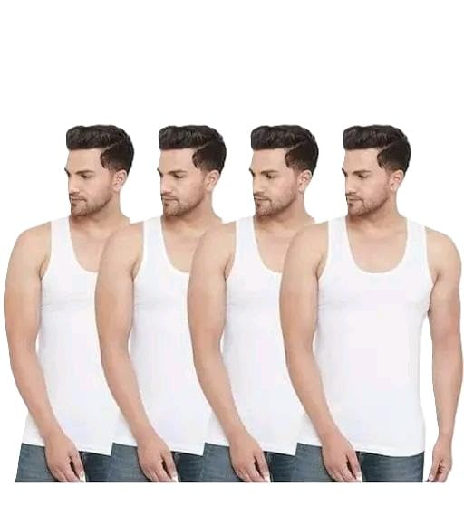 Cotton Vest Pack of 4 Comfortable Daily Sleeveless Undershirts for Men-image-0