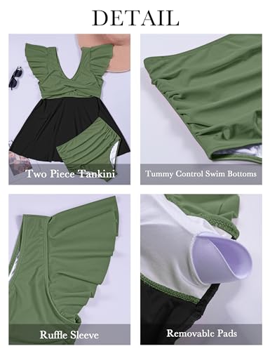 Edelqual Women's Plus Size Tankini Swimsuits Swim Dress Tummy Control Bathing Suits Two Piece High Waisted Swimwear 20252