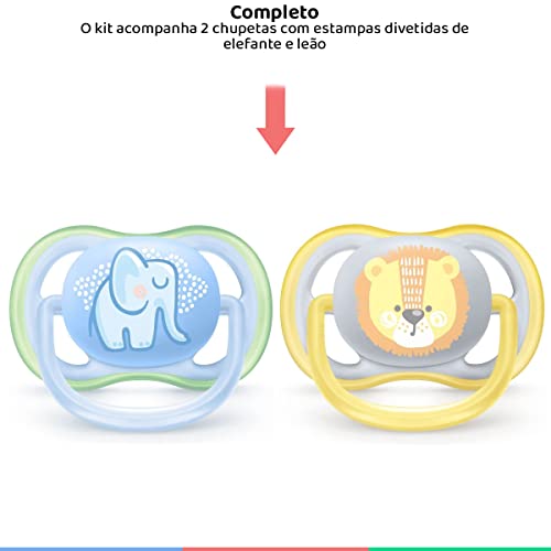CHUPETA ULTRA AIR DUPLA ELEFANTE E LEÃO 0-6M... glide