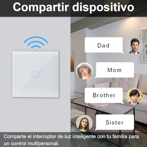 Miniatura 10 de Ketotek Interruptor Luz Wifi Inteligente 1 Gang 1 Via Compatible Con Alexa, Smart Interruptor Lampara Pared Tactil Vidrio Montaje Empotrado Blanco