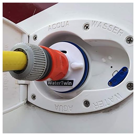 WATERTWIN Husbil vatten tankadapter | husvagn påfyllningsuttag tillbehör | vattentanklock med dubbel Gardena anslutning (adapter för tanklock AG45 D:61)