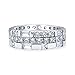 Imagen de Bling Jewelry Conjunto de anillos de boda apilables de eternidad con circonita cúbica geométrica AAA CZ redonda y baguette para mujeres en plata de ley