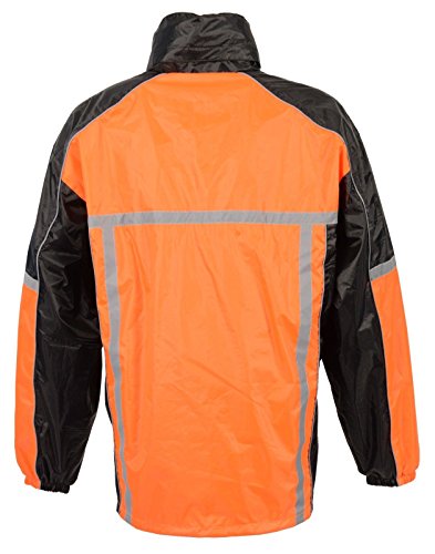MEN'S MOTORCYCLE MOTORBIKE 100% NYLON RAIN SUIT GEAR BLACK ORANGE DURABLE NEW (3XL Regular)