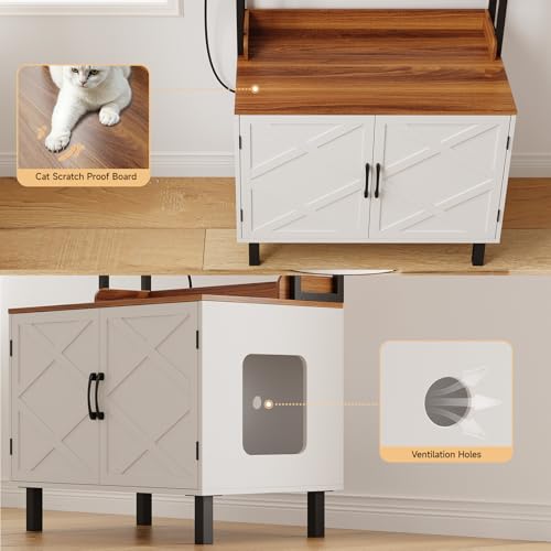 Image of ONBRILL 55 Inches Cat Litter Box Enclosure with 2 Storage Shelves, White