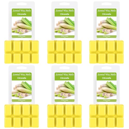 Aottom Citronella Duftwachs für Duftlampe, 6 Stück 2.5oz Citronella Duftwachswürfel Duftwachs für Duftlampe, Sojawachs Wax Melts für Kerzen Wärmer, Zitronella Geschenk Set für Sommertagen, Raumdüfte