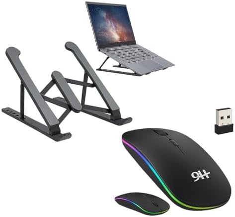 Kit Mouse Sem Fio LED USB com Suporte para Notebook, Mouse Wirele...