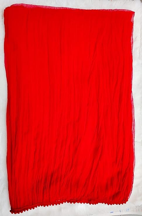 Image of Solid Beautiful Chiffon Dupatta Chunni Chunri with Bundi Lace for Women Casual Traditional Dailywear Lightweight dyeable