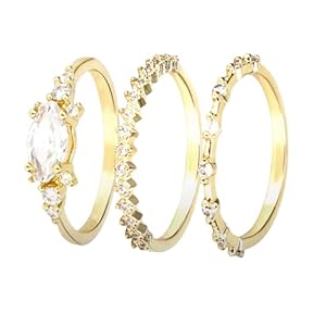 Ruzister Sierlijke Gouden Ringen voor Vrouwen 14K Vergulde Stapelbare Ring voor Meisjes Maat 6 Kubieke Zirkonia Gouden Ring Set Trouwringen voor Vrouwen Esthetische