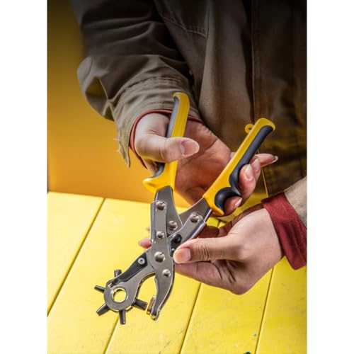 Alicate Vazador Furador 6 Furos Cinto Couro Chinelo Ajustável Cabo Emborrachado 9 Polegadas Profissi