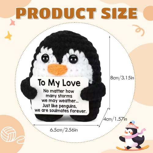Image of Handmade Crochet Penguin Toy | Cute Desk Decor with to My Love Card | Romantic Emotional Support Crochet Doll | Perfect Love Gifts for Woman and Men