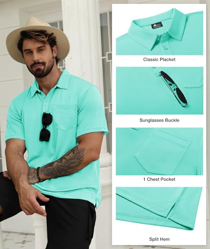 Image of SCODI 5 Pack Mens Pocket Polo Shirts Short Sleeve Golf Casual Work T-Shirt
