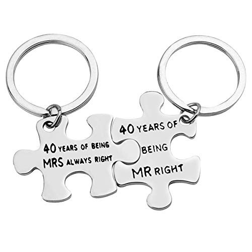 Llavero de 40 años de aniversario de boda, regalo para parejas, mamá, papá, abuela o abuelo, aniversario, regalo de San Valentín, cumpleaños, regalo