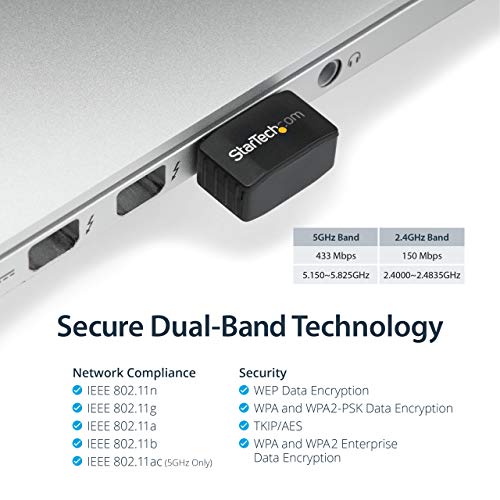 Adaptateur USB WiFi StarTech.com AC600 nano bi-bande pour PC - 4