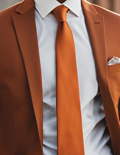Image of YourTies Zipper Tie for Men Adjustable Pre-tied Satin Neckties and Pocket Square Set Solid Color Business Formal Wedding