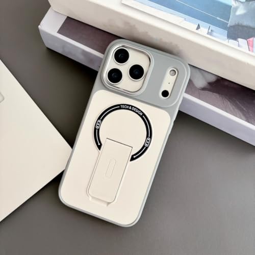 Étui de téléphone magnétique iPhone 16 Pro blanc avec support invisible pliable