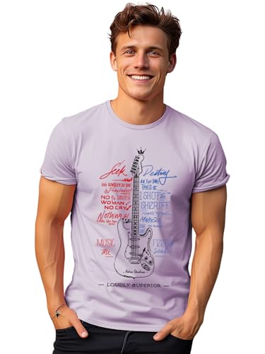 Image of ADRO Guitar Design Printed T-Shirt for Men - 100% Cotton, Regular Fit, Soft Breathable Fabric.