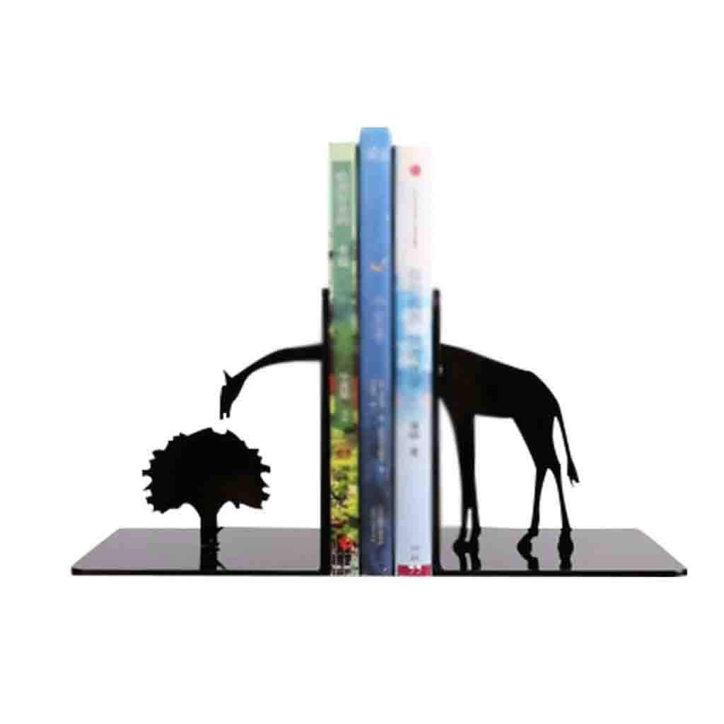 Bookends-décoratifs métal girafe pour stopper la chute de vos grands livres