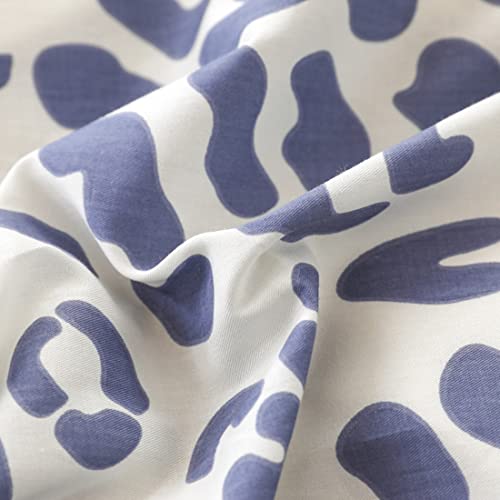 Blueblue Leopard Duvet Cover Set Queen 100% Cotton Bedding For Kids Boys Girls Teens Cartoon Blue Cheetah Print On White 1 Safari Comforter Cover Full With Zipper Ties 2 Pillowcases, Queen #TOP4
