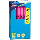 Avery Hi-Liter Pen-Style Highlighters, Smear Safe Ink, Chisel Tip, 12 Fluorescent Pink Highlighters...