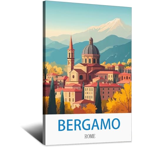 Poster Bergame Italie voyage vintage pour sublimer votre salon 50x75 cm