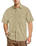 NY Threads Men's Work Shirt, Short Sleeve, Two Pockets, Durable Work Wear, Large, Khaki