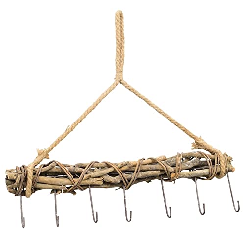 Perchero Willow Natur de 45 cm, con 7 ganchos, de ratán, decoración de ventanas