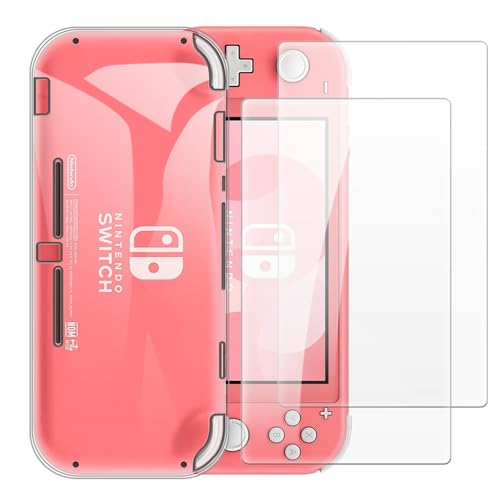 Coque Nintendo Switch Lite transparente avec 2 verres trempés de protection