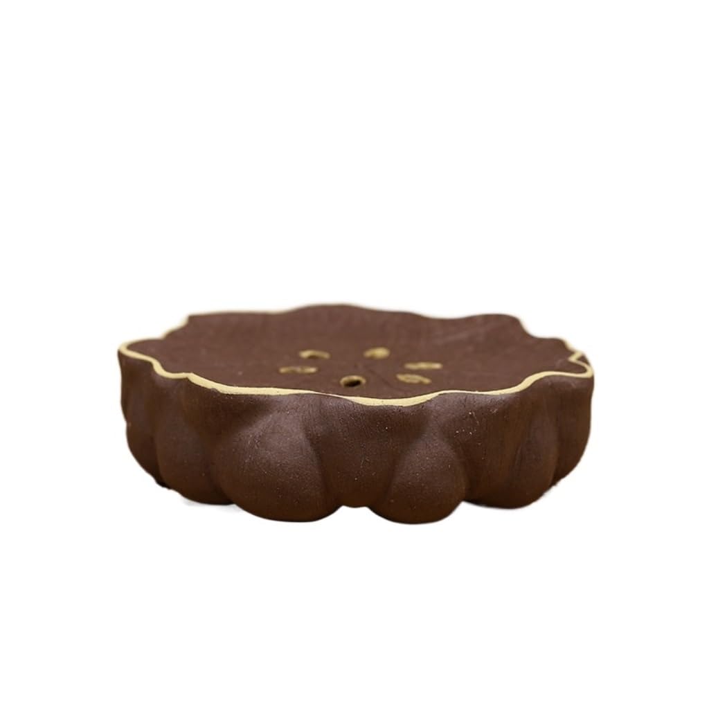 Plateau à thé en sable violet TUSUOD sculpté feuille de lotus