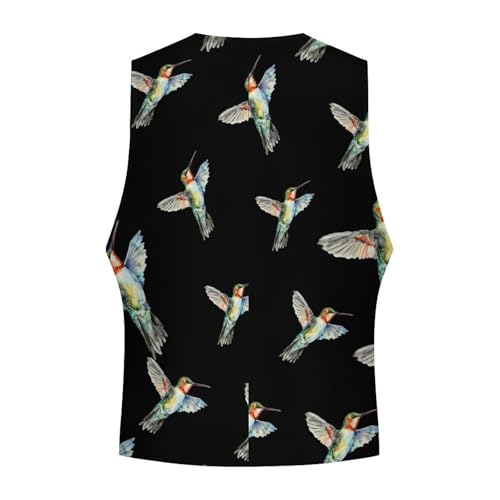 Watercolor Hummingbird Novelty Men's Suit Vest Funny Formal Dress Vests Business Waistcoat4