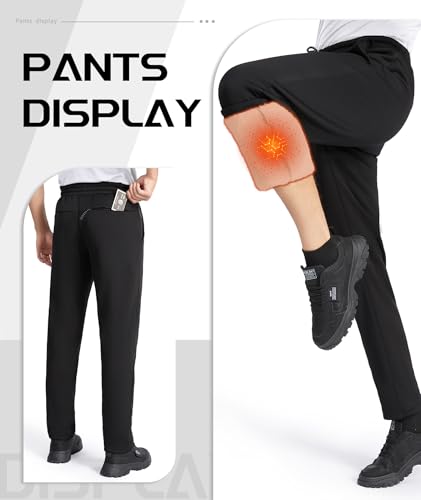 GEEK LIGHTING Men's Fleece Sweatpants Sherpa Lined Warm Drawstring Elastic Pants with Pockets2