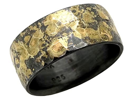 Mens Wedding Band Mens Wedding Ring Oxidized Ring Black Gold Ring Rustic Ring Unique Wedding Band Viking Wedding Ring Bold Man Wedding Bands