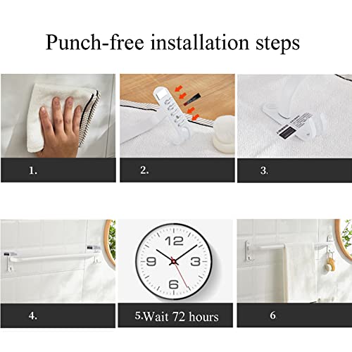 Toallero con gancho autoadhesivo de aluminio blanco para baño de 60 cm 5