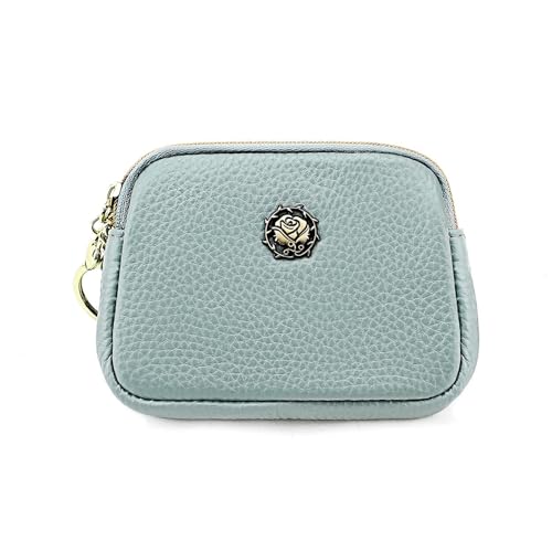 Fashion Zipper Bag Casual Thin Coin Purse Universal Key Bag Card Holder(Lightblue)