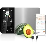 Cosori Smart Kitchen Lebensmittelwaage, kostenlose App mit umfangreicher Lebensmitteldatenbank in Großbritannien, Premium-Kalorienzählwaage, klares Farbdisplay, AI-Scan, verfolgt 19 Nährstoffe, USB-C