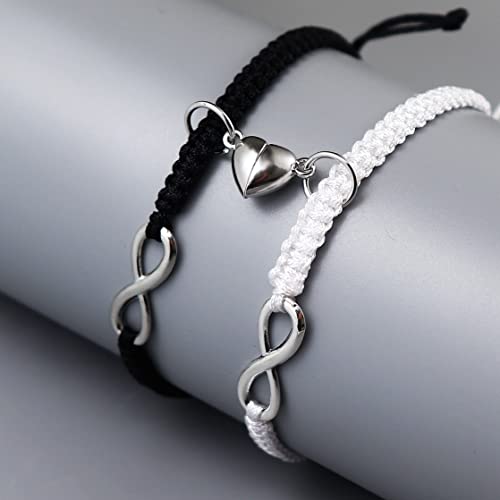 Image of COLORFUL BLING 2Pcs Infinity Distance Couple Braided Handcrafted Luck Bracelet Bangle Adjustable Rope His and Hers Wristband Wrist Jewelry