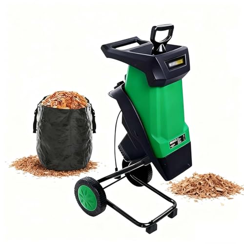 SIEEOUR 2400w Astilladora De Madera Eléctrica,Triturador De Jardín 40mm Con Caja De Recogida Desmontable 50l,Cuchillas De Acero Reversibles Y S-istema De Seguridad Para Mantenimiento Exterior