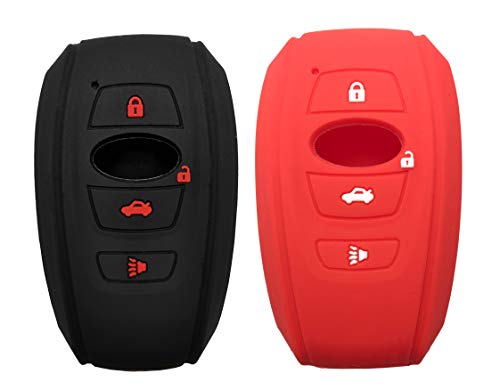 Coque de clé Subaru Outback Forester en lot de 2 protections silicone noir et rouge