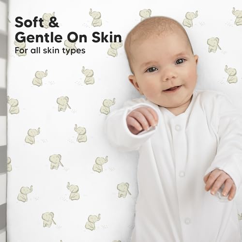 Image of KeaBabies 2-Pack Baby Crib Sheets for Boys, Girls, 52x28 Fitted (Elly) | Viscose Derived from Bamboo, Toddler Bed Sheets Neutral, Fitted Crib Mattress Sheet for Standard Baby Bedding, Soft, Cozy