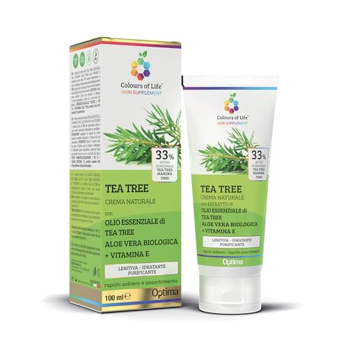 Crema con Arbol de te - Crema natural con Tea Tree con acción purificante, calmante y antiséptica - Ideal en pieles impuras con acné y forúnculos, picaduras de insectos - Colours Of Life 100 ml