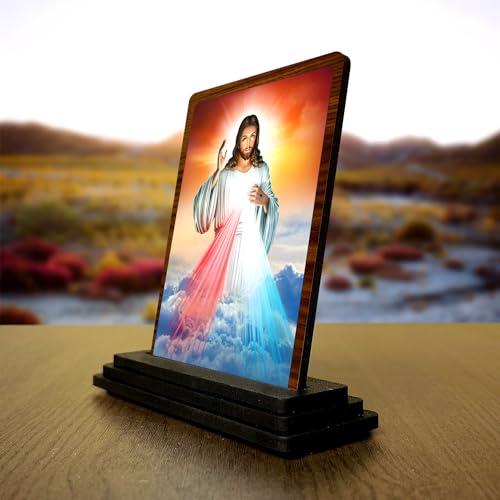 Image of Panchmukhi Hanuman Wooden Idol - Glossy Finish 5x4in | Murti for Car Dashboard & Home Temple | Perfect Small Statue for Door Entrance & Puja | Enhance Spaces (Jesus 4)