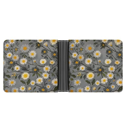 Portefeuille homme en cuir imprimé floral jaune pour terrasses et voyages