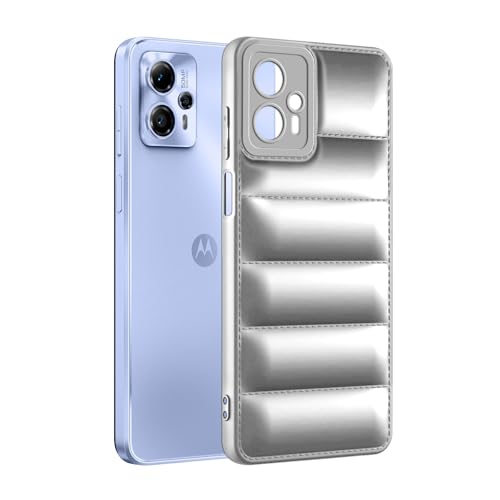 Image of Amazon Brand - Solimo Puffer Case Camera Protection Soft Back Cover for Motorola Moto G13 - Silver