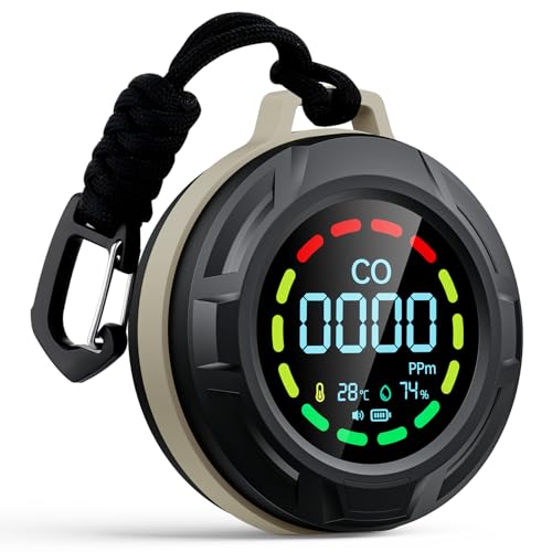 Portable Carbon Monoxide Detector for Travel, 170H Standby, CO Detector with Magnetic Back, 3-in-1 Travel CO Monitor with Audible & Visual Alarm for Camping, Car & RV